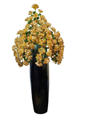 天然紫水晶发财树黄水晶招财树别墅客厅公司招财摆件高档陶瓷花瓶