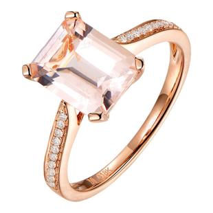 米莱珠宝 2.1克拉天然摩根石戒指 女 18K金镶嵌钻石戒指 宝石