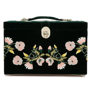 英国WOLF ZOE首饰盒丝绒绣花戒指耳环手镯腕表收纳化妆镜婚庆礼品