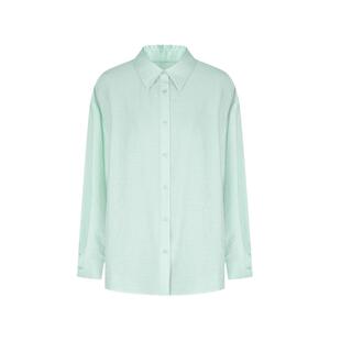 PH KARIN时髦设计感肌理感薄荷曼波绿长袖衬衫外套女夏通勤