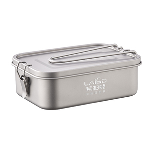 户外露营纯钛密封加热饭盒带盖野餐盒钛碗便携式餐具可折叠便当盒