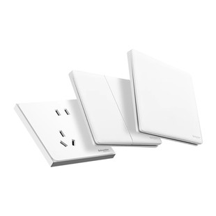 施耐德开关插座官方旗舰店皓呈/珍铂白超薄斜五孔带开关双usb插座