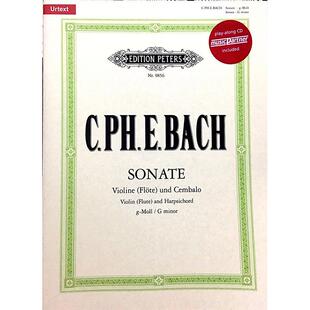 巴赫 G小调长笛奏鸣曲 小提琴或长笛和大键琴 附CD 彼得斯原版乐谱 Bach Sonata in G Minor Violin/Flute and Harpsichord Q9856