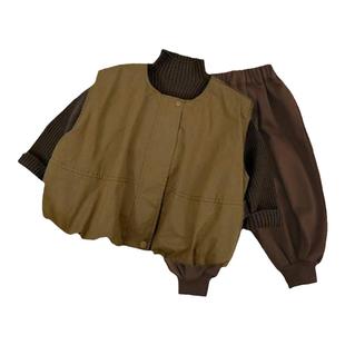 男宝宝秋冬装套装中小童森系毛衣马甲休闲裤三件套男童韩版童装潮