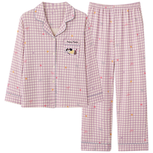 猫人纯棉睡衣女款高级感长袖长裤可外穿春秋季甜美可爱家居服套装