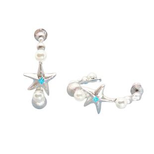 Raison海星拉丝银球珍珠耳钉耳环原创度假风时尚复古海边气质通勤