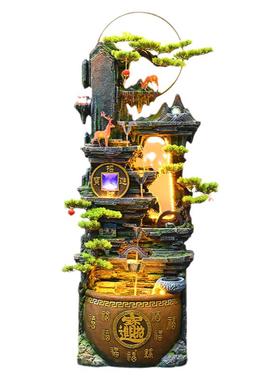 新中式假山流水摆件循环水招财客厅玄关造景风水轮公司乔迁送礼品