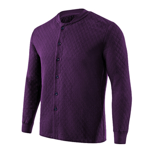 AB保暖内衣中老年妈妈单件上衣三层夹棉开衫中厚纯棉宽松女秋衣