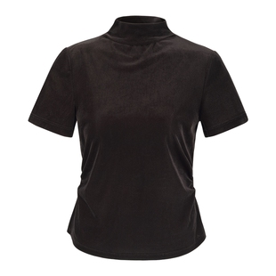 歌莉娅针织短袖女春季2026新款独特小众抽褶高领T恤上衣1F2C0B06A