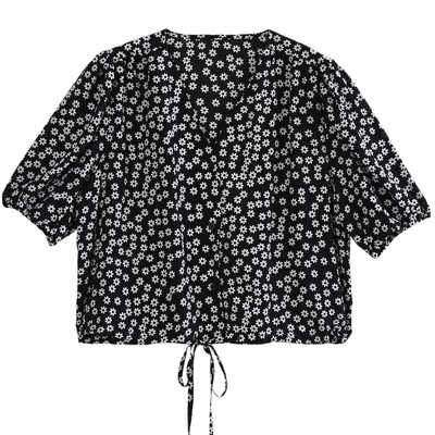 GESGOO复古碎花真丝衬衫短袖