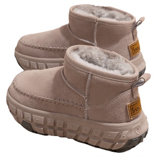 轮胎厚底雪地靴女2025新款冬季低帮女款加绒加厚保暖鞋内增高棉鞋