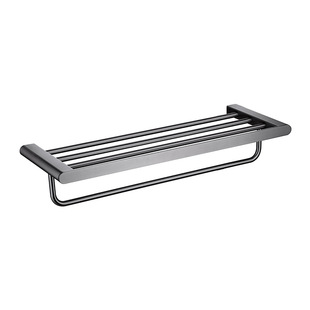 枪灰色304不锈钢浴巾架毛巾架卫生间置物架收纳网篮浴室五金挂件