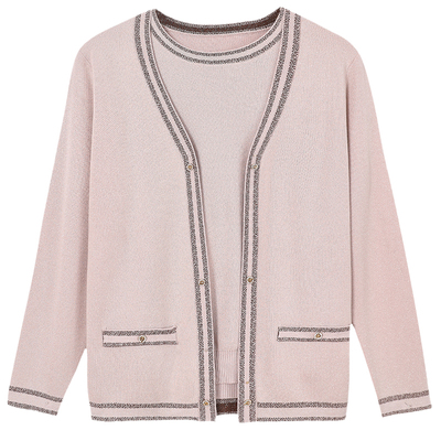 时尚春装针织衫女显年轻妈妈端庄大气两件套装春秋新款t恤上衣服