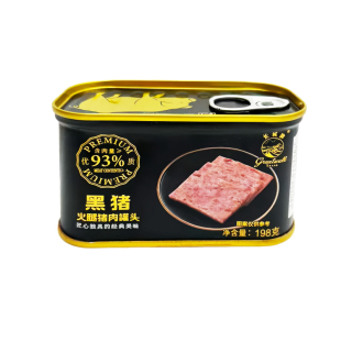 长城牌黑猪火腿猪肉罐头198g小白猪火腿肉罐头即食午餐肉速食熟食