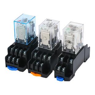 中间小型电磁继电器12V直流14脚220v交流HH52P 53P 54P带灯底座24