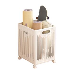 星优瑜伽垫收纳筐带轮家用整理球类羽毛球拍收纳篮健身器材置物架