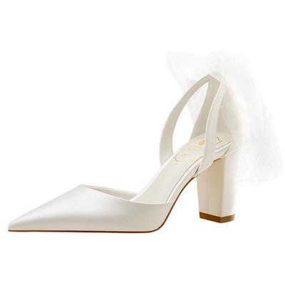 月影浮光粗跟不累脚新娘婚鞋女