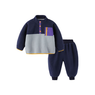 男童摇粒绒套装秋冬小宝宝卫衣加绒裤子加厚冬季童装儿童衣服冬装