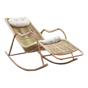 跨境专供手工藤编摇椅躺椅阳台午休藤椅老人逍遥户外庭院摇摇椅