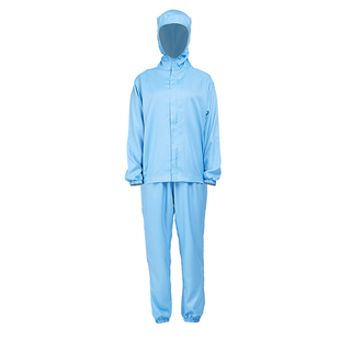 食品厂工作服工厂车间专用工人工服套装连帽防尘服浅蓝色吸汗透气
