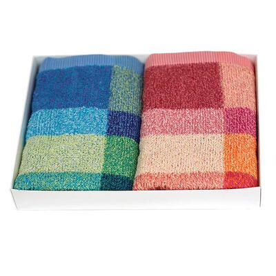 舒舒礼盒条撞色情侣洗澡纯棉毛巾