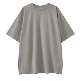简约·美式休闲风落肩袖T恤女宽松圆领短袖基础款oversize上衣女