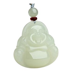 玉友和田玉晴水佛公吊坠女款弥勒佛玉坠大肚笑佛玉石项链玉器挂件