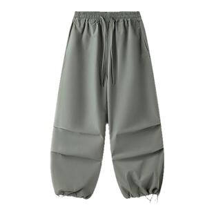 云上生活【登山裤】户外轻薄抽绳松紧腰阔腿裤春季休闲裤女下装