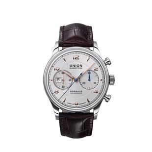 【礼物】Union格拉苏蒂宇联德国诺拉敏斯日历计时银盘男腕表手表