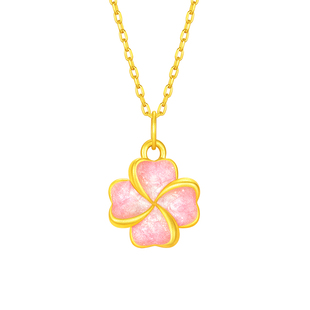 中国黄金央创四叶草黄金项链女足金金饰吊坠女款新年礼物送女友