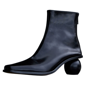 Le' Murmure 意大利进口牦牛皮经典鳄鱼纹复古CE风小方头球跟短靴