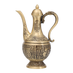 黄铜酒壶上供婚前用品龙凤呈祥中式仿古供奉酒壶酒具酒杯佛堂寺庙