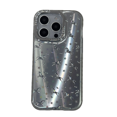 鎏金镭射小马星星手机壳马年