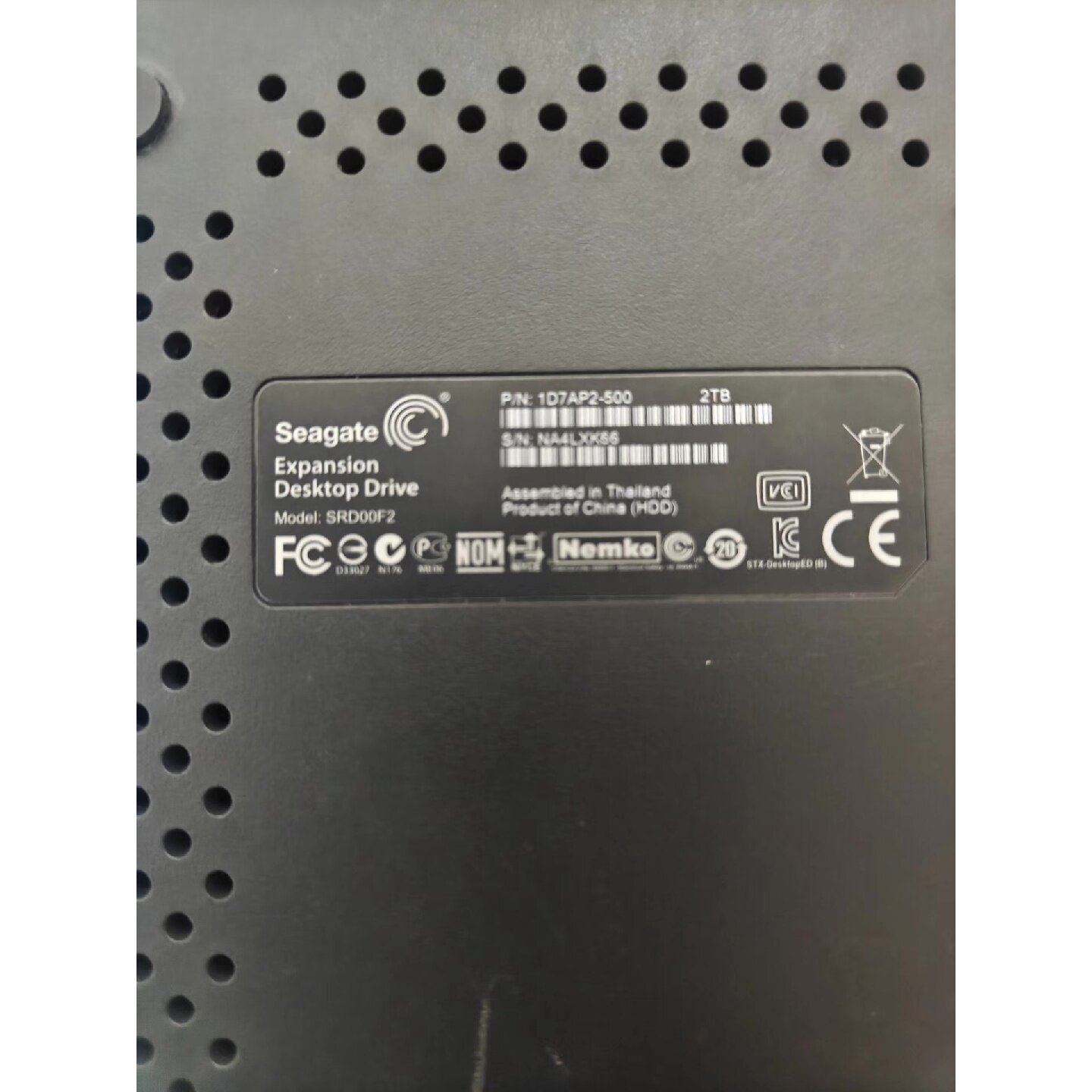 【议价-可维修】希捷2TB 3.5寸硬盘,型号SRD00F2,机械硬盘 /二