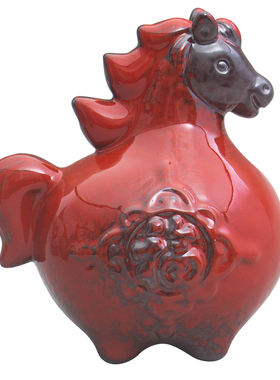 陶瓷马哥窑小唐马摆件桌面招财吉祥生肖马年礼品家居客厅玄关装饰