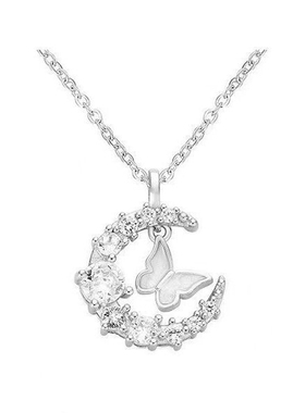 月亮闪钻蝴蝶项链ins小众简约