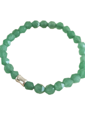 天然玉石东陵玉绿色手链手串女绿色圆切珠串珠饰品串珠925银水晶