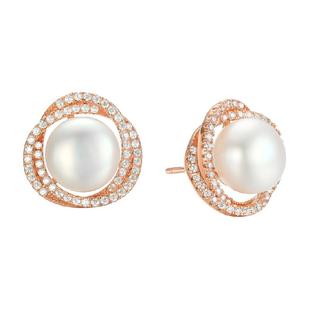 潮宏基至简S925银耳钉简奢花蕊耳环银耳饰淡水珍珠女情人节礼物