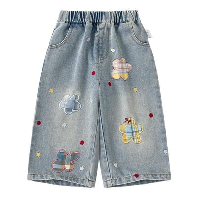 INSbobo儿童绣花图案牛仔裤