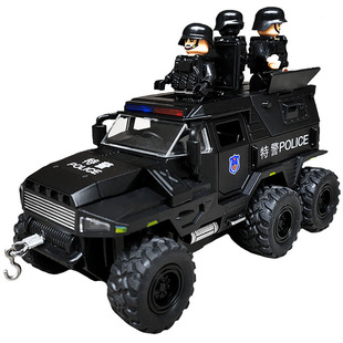 六轮防爆装甲车合金仿真维和特警汽车模型越野车儿童警车玩具男孩