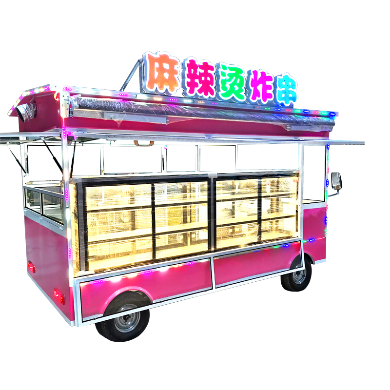 多功能炸串車小吃車電動四輪擺攤車快餐車美食車移動熟食售賣車