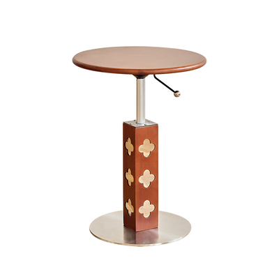 中古实木岩板升降圆茶几沙发边几