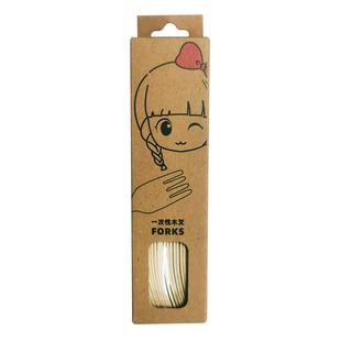 木制餐具可降解一次性木叉木勺木蛋糕刀水果叉家用商用牛皮纸包装