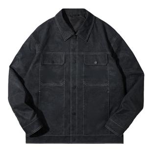 HLA/海澜之家山不在高衬衫领夹克25春夏新仿牛仔工装国风外套男款