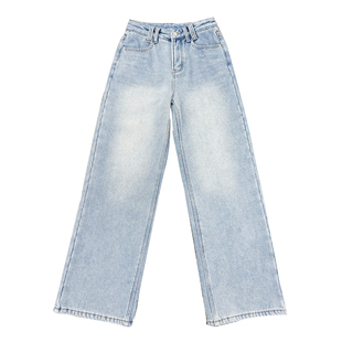 OTEBANBASS 25SS加绒直筒牛仔裤女复古宽松阔腿裤休闲加厚直筒裤