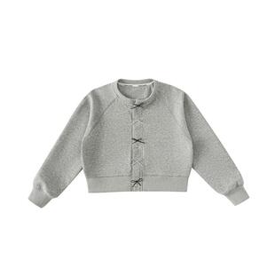 INSbobo童装2026春秋新款女童上衣甜美蝴蝶结休闲圆领中大童外套