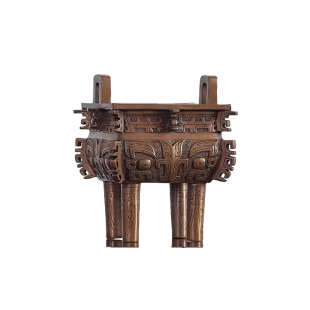 紫铜愚方鼎 仿古青铜器摆件复古客厅办公桌家居摆设乔迁新居礼品