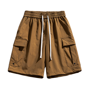 WASSUP DEION潮牌安哥拉红工装五分裤子男夏季宽松凉感情侣沙滩裤