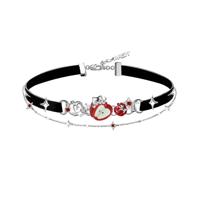 MASW麻秀珐琅苹果猫猫项链choker