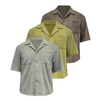 JCAESAR狼尾草短袖衬衫肌理面料